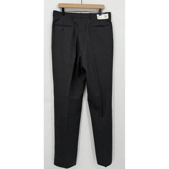 Stafford Suit 42L Gray‎ Charcoal Pinstripe Wool Silk Pants 36 Waist Pleated NEW